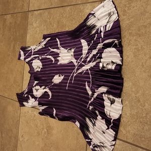 Pleated Sleeveless Purple Floral Dressy Top